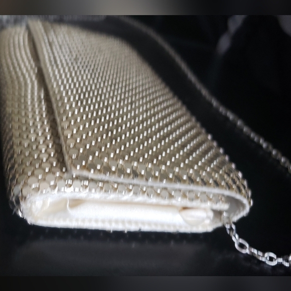 Jessica McClintock Vintage 90's Gunne Sax Silver Metal Mesh Clutch Crossbody - Picture 3 of 9